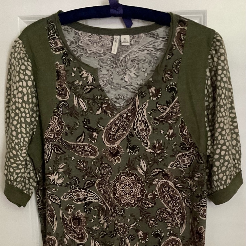 Cato Olive Paisley Blouse